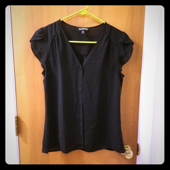 Express Tops - Cap sleeve black dress shirt Express Tops - Cap sleeve black dress shirt